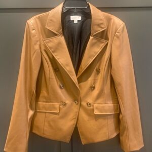 Evereve Faux Leather Tan/Caramel blazer.